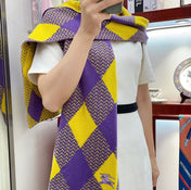 ARGYLE WOOL SCARF 190 CM VIOLET MIX BRIGHT YELLOW 394595