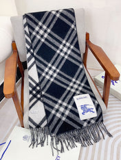 CHECK CASHMERE SCARF 168 CM BLACK MIX WHITE 410210