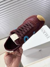 LOEWE 26S BALLET RUNNER 2.0 IN BURGUNDY RED NYLON AND CALFSKIN
