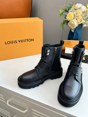 LV WOMEN'S BEAUBOURG ANKLE BOOT IN BLACK CALFSKIN