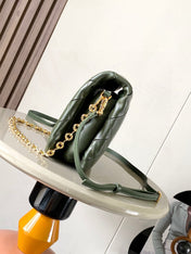 LOEWE 25S PUFFER GOYA BAG 23 IN DARK OLIVE GREEN NAPPA LAMBSKIN