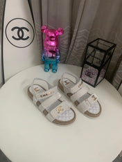 CHANEL 26S STRAPPY SANDALS IN WHITE VELVET WITH ROPE SOLE GOLD HARDWARE