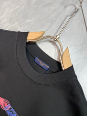 LV T-SHIRT IN BLACK PURE COTTON COLORFUL LOGO 238924