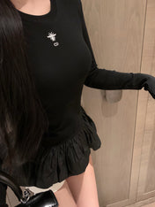 DIOR 25S LONG-SLEEVE PEPLUM T-SHIRT STYLE 186