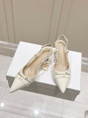 MY DD 25S SLINGBACK PUMP 50MM IN WHITE GLOSSY CALFSKIN