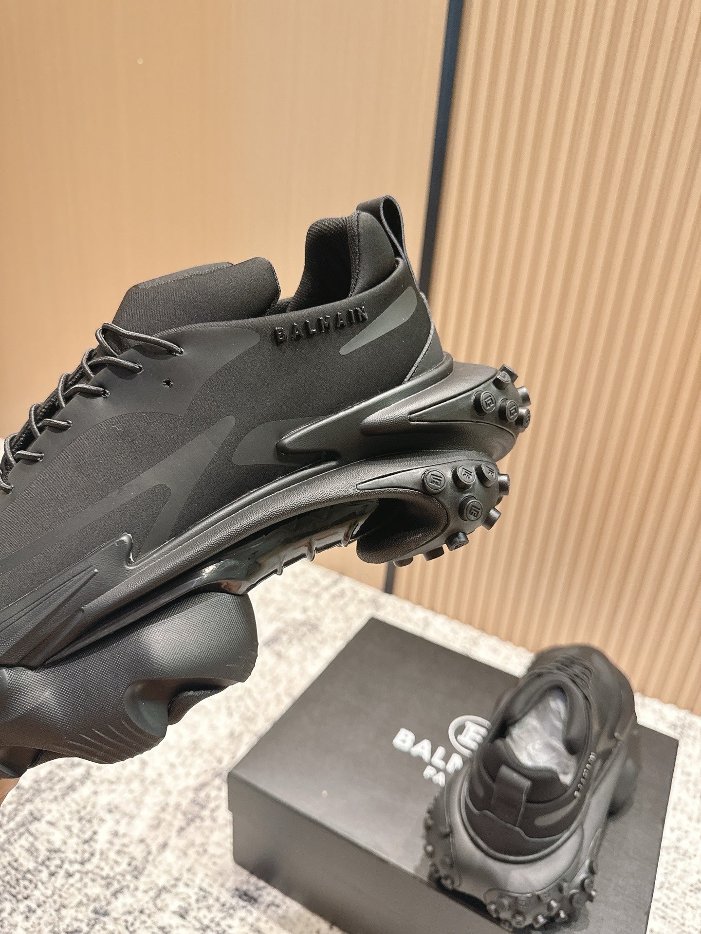 BALMAIN 26S SNEAKERS 60 MM IN BLACK CALFSKIN