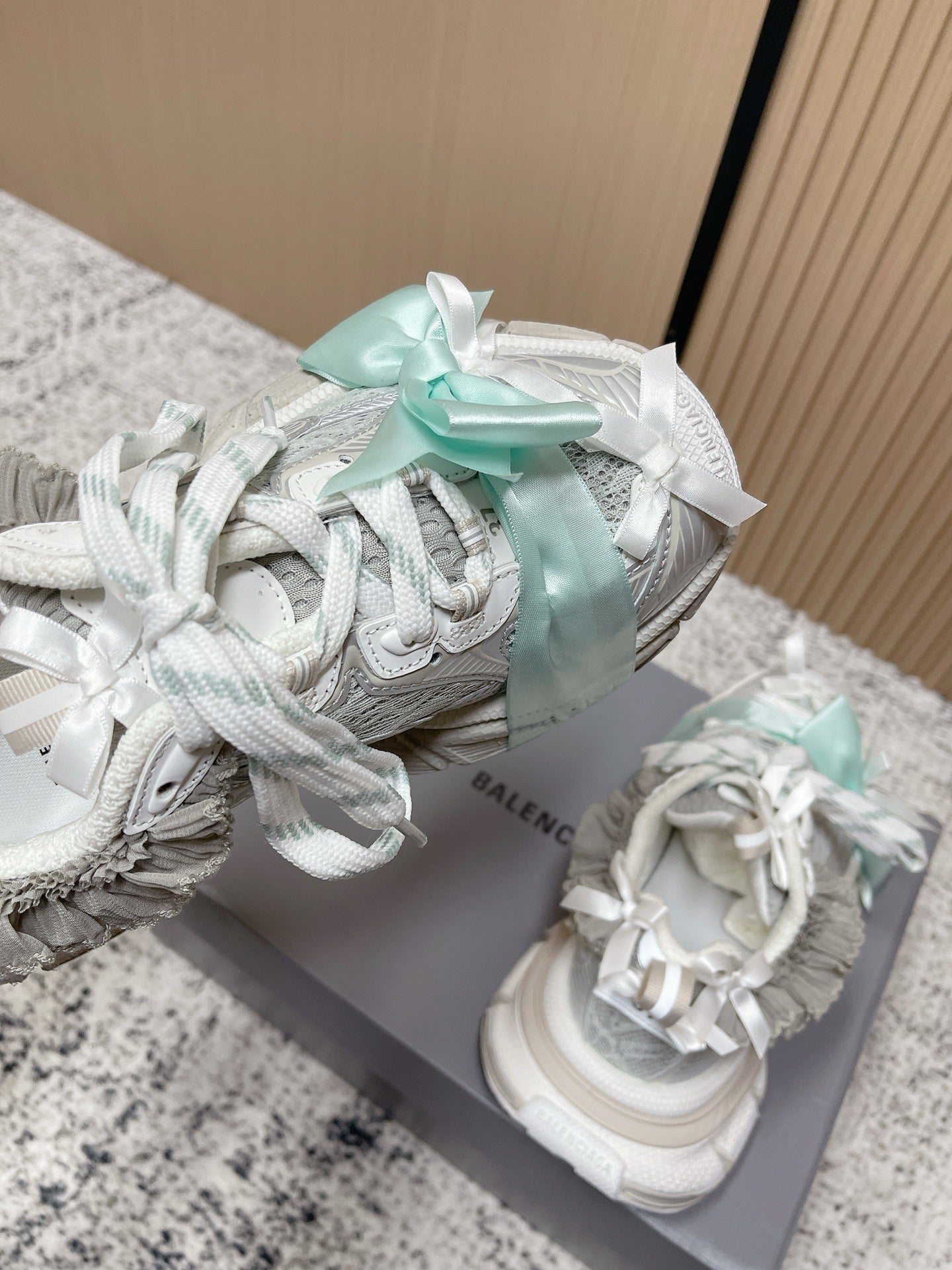 BALENCIAGA 25S 3XL SNEAKERS IN WHITE MIX GREY PU LEATHER