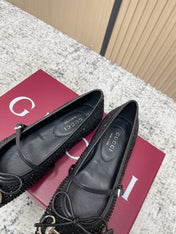 GUCCI 26S BALLET FLATS IN BLACK SUEDE WITH CRYSTALS