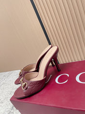 GUCCI 26S HIGH-HEEL SANDALS 85 MM IN DARK RED CALFSKIN