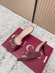 GUCCI 26S HIGH-HEEL SANDALS 85 MM IN DARK RED CALFSKIN