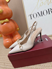 GUCCI 26S SLINGBACK HEELS 105 MM IN CREAM WHITE LAMBSKIN