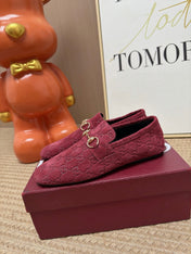 GUCCI 26S LOAFERS IN DARK RED GG EMBOSSED SUEDE
