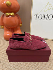 GUCCI 26S LOAFERS IN DARK RED GG EMBOSSED SUEDE