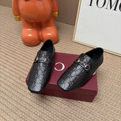 GUCCI 26S LOAFERS IN BLACK GG EMBOSSED LAMBSKIN