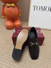 GUCCI 26S LOAFERS IN BLACK GG EMBOSSED LAMBSKIN