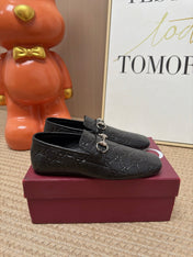 GUCCI 26S LOAFERS IN BLACK GG EMBOSSED LAMBSKIN