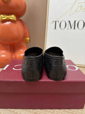 GUCCI 26S LOAFERS IN BLACK GG EMBOSSED LAMBSKIN