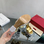 HIGH SANDAL 14CM IN GOLD CALFSKIN AND TRANSPARENT PVC