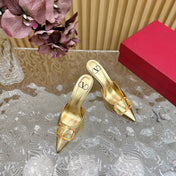 HIGH PUMP MULE 80MM GOLD CALFSKIN
