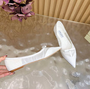JIMMY CHOO 26S FLATS IN WHITE MESH AND SATIN