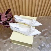 JIMMY CHOO 26S FLATS IN WHITE MESH AND SATIN