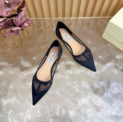 JIMMY CHOO 26S FLATS IN BLACK LACE AND SATIN