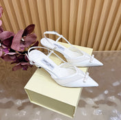 JIMMY CHOO 26S SLINGBACK HEELS 65 MM IN WHITE MESH AND SATIN
