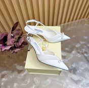JIMMY CHOO 26S SLINGBACK HEELS 65 MM IN WHITE MESH AND SATIN