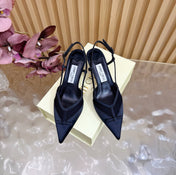 JIMMY CHOO 26S SLINGBACK HEELS 65 MM IN BLACK MESH AND SATIN