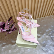 JIMMY CHOO 26S HIGH HEELS 105 MM IN LIGHT PINK MESH AND SATIN