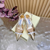 JIMMY CHOO 26S SLINGBACK HEELS 65 MM IN GOLD PATENT CALFSKIN
