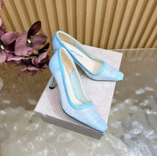 JIMMY CHOO 26S HIGH HEELS 85 MM IN LIGHT BLUE MESH