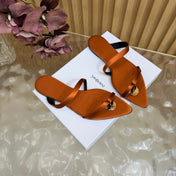 YSL 26S THONG SANDALS IN RUST BROWN FABRIC