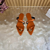 YSL 26S THONG SANDALS IN RUST BROWN FABRIC