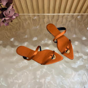 YSL 26S THONG SANDALS IN RUST BROWN FABRIC