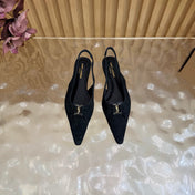 YSL 26S SLINGBACK FLATS IN BLACK SUEDE