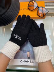 GLOVES IN BLACK MIX WHITE WOOL 458574