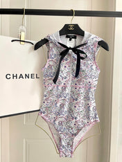 CC BIKINI SWIMSUIT SET IN WHITE AND FISH COLORFUL PRINTED 604253