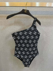 CC BIKINI SWIMSUIT SET IN BLACK AND WHITE LOGO PRINTED 615195