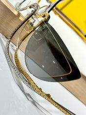 CRYSTAL STUDDED CAT-EYE FRAME SUNGLASSES FE40158 IN METAL