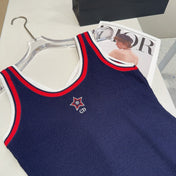 TANK TOP 610347 IN NAVY BLUE COTTON RIBBED RED TRIM