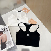 CAMISOLE 617514 IN BLACK COTTON RIBBED KNIT