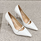 HIGH HEEL 10 CM IN WHITE CROCODILE LEATHER