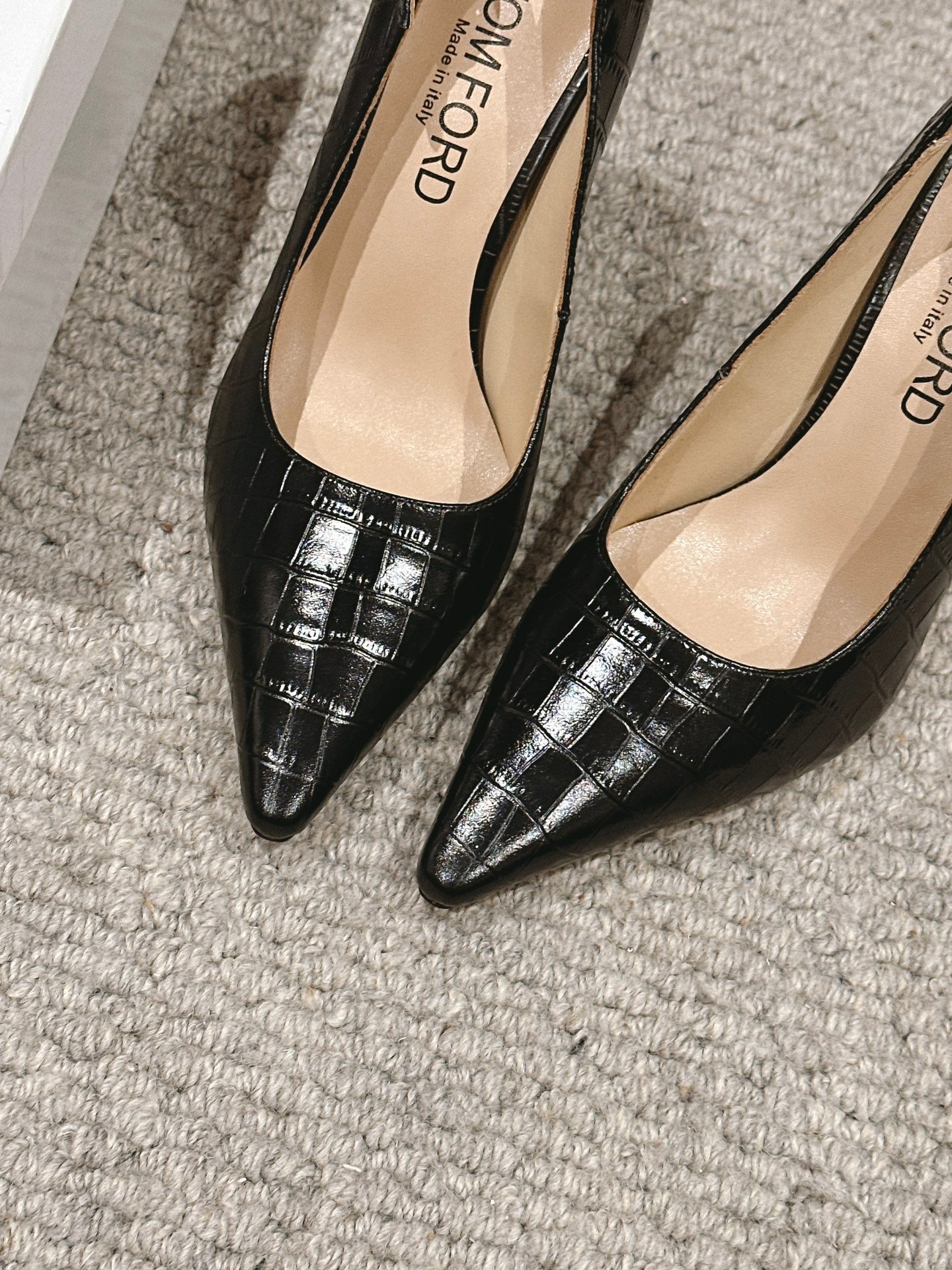 STAMPED CROCODILE LEATHER ANGELINA PUMP BLACK