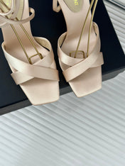 SL CORINNE SANDALS BEIGE SATIN CREPE