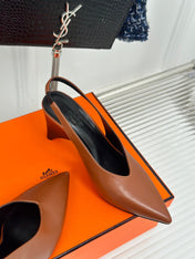 HIGH HEEL 75 MM POINTED- TOE SANDAL IN BRONZE BROWN CALFSKIN