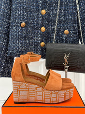 ILLUSION 35 SANDAL IN VIVID ORANGE SUEDE WITH RHINESTONE DETAILS