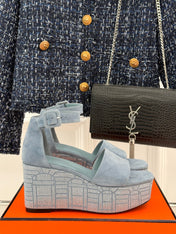 ILLUSION 35 SANDAL IN LIGHT BLUE SUEDE WITH RHINESTONE DETAILS