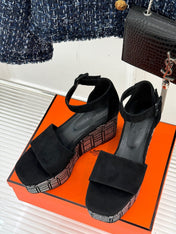 ILLUSION 35 SANDAL IN BLACK SUEDE WITH RHINESTONE DETAILS