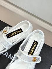 FLAT SHOES IN WHITE MESH AND BLACK LAMBSKIN